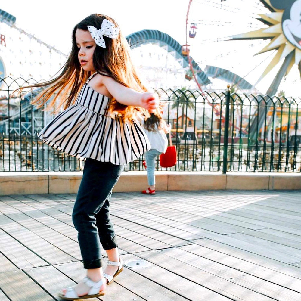 Crew & Lu navy and cream striped top 6T